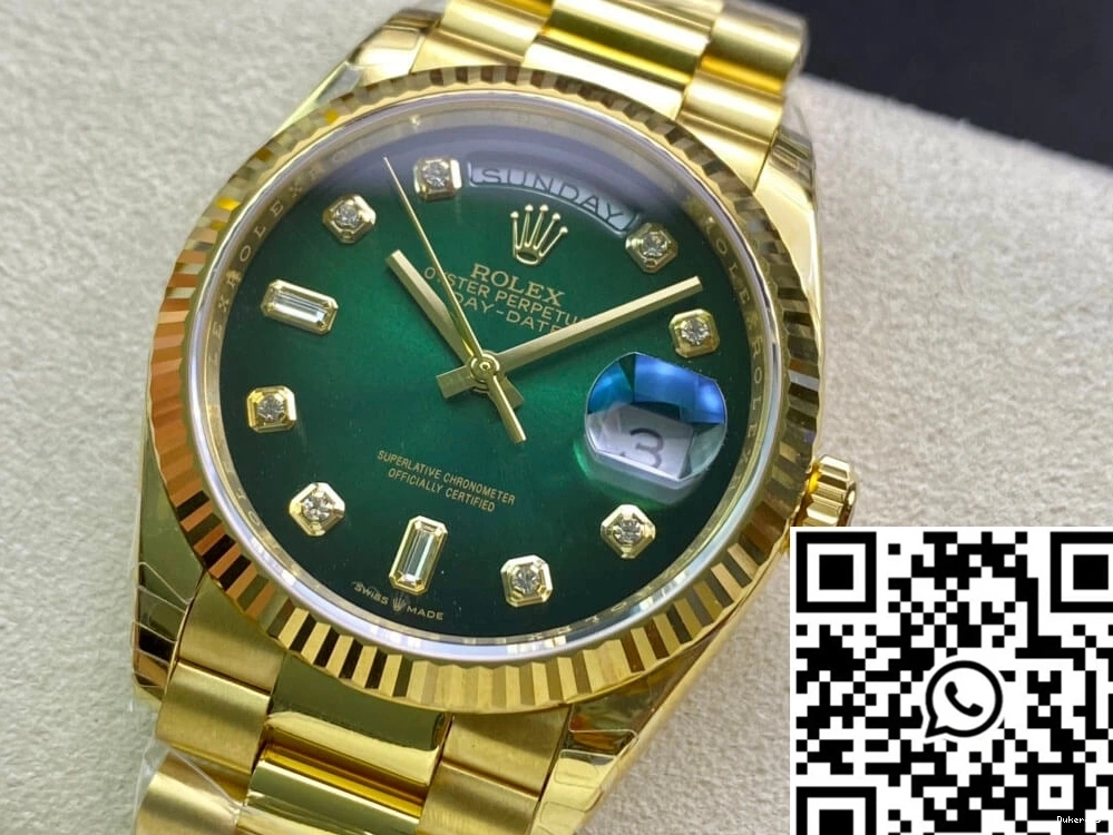 Factory Day-Date Gold Yellow Rolex Contemporary Gradual Dial Green M128238-0069 EW 1009 0722